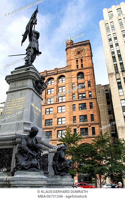 Maisonneuve Monument in Place d'Armes in Montreal