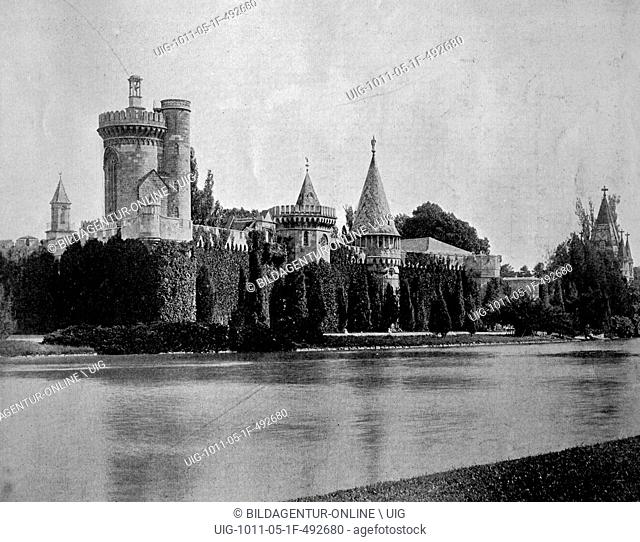 Early autotype of franzensburg castle, laxenburg, lower austria, austria, 1880