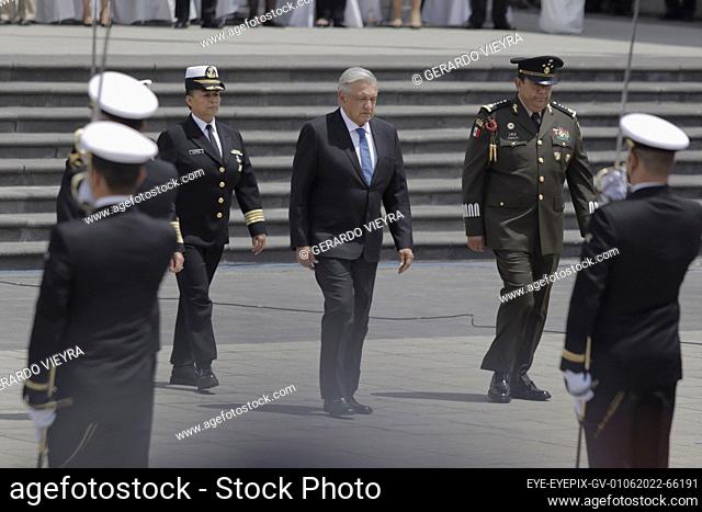 MEXICO CITY, MEXICO - JUN 1: Mexico's President Andrés Manuel López Obrador during the commemoration of the Mexico's Navy Day