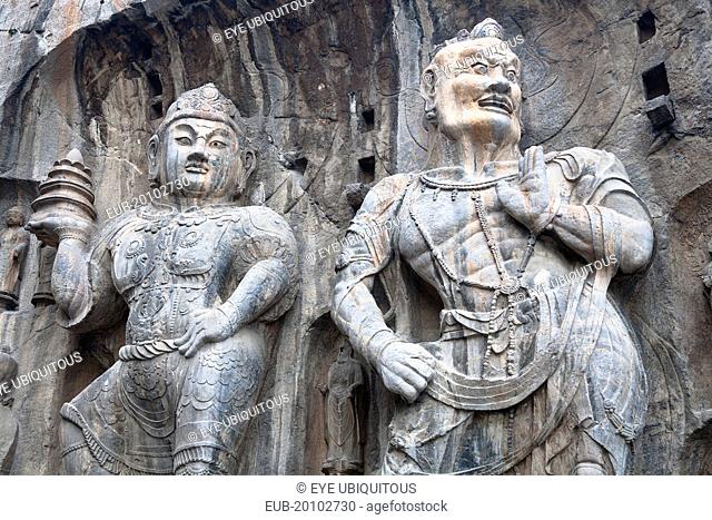 Tang Dynasty Carved statues Fengxian Temple Longmen Grottoes and Caves