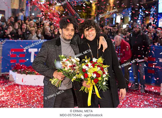 Singers Ermal Meta and Fabrizio Moro attends the Red Carpet of 68th Festival di Sanremo. Sanremo, February 5, 2018