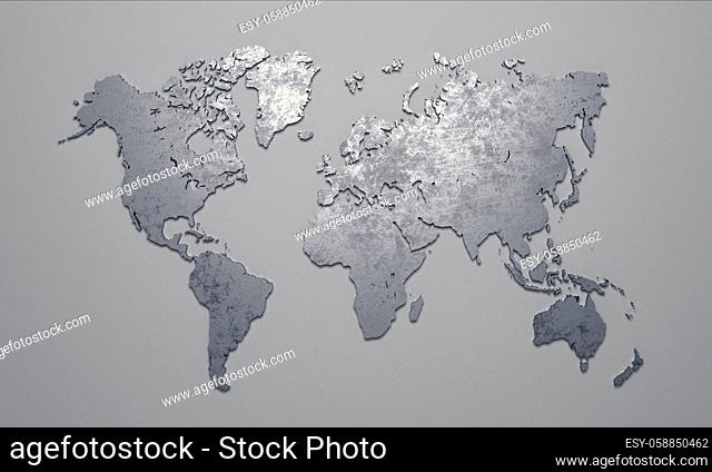 world map silhouette at grey background - Illustration
