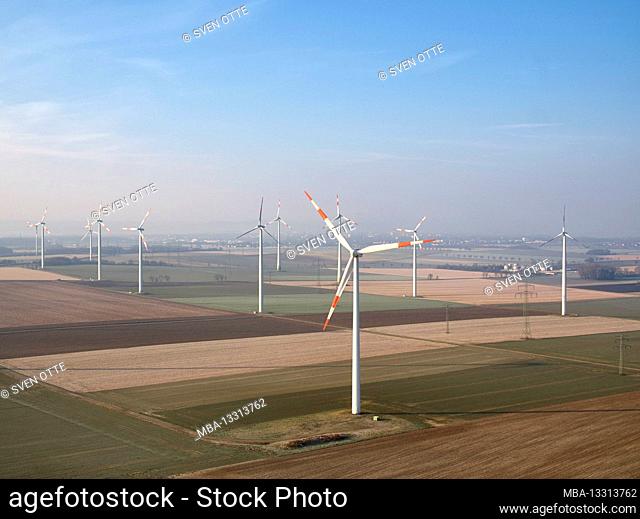 Germany, Lower Saxony, Salzgitter, wind farm, aerial view