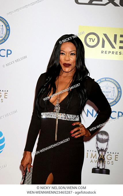 47TH NAACP Image Awards held at the Pasadena Civic Auditorium - Arrivals Featuring: Golden Brooks Where: Pasadena, California