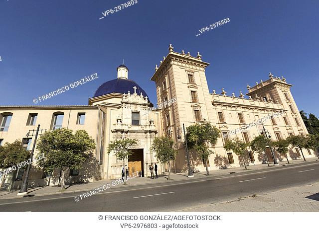 Valencia, Spain. October 25, 2017: Facade of the Museum of Fine Arts of Valencia. It is a museum of state ownership, managed by the Valencian Government