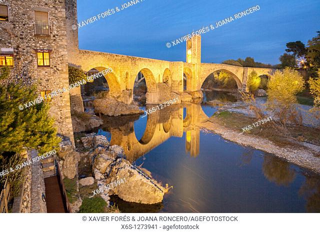 Medieval Bridge -11st Century, Besalú, La Garrotxa, Girona, Spain