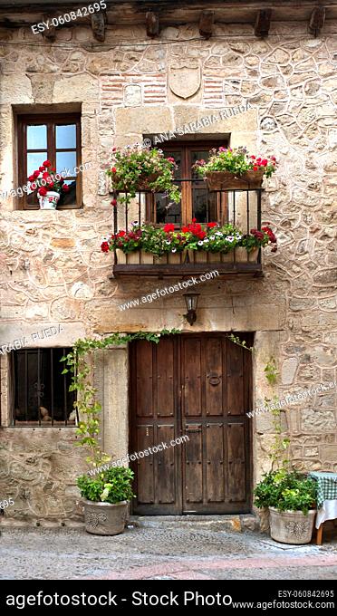 Pedraza, Segovia, Spain. General view of the typical houses and streets
