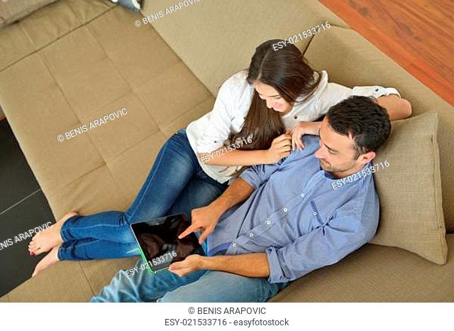 young couple relax at home
