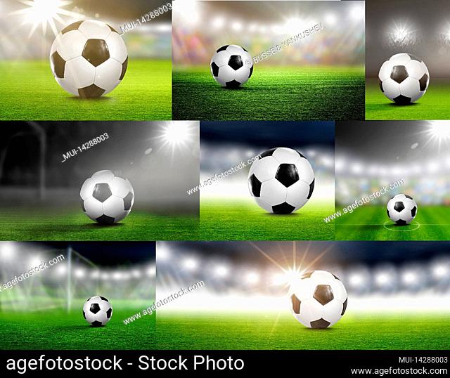 Different views of a soccer in the stadium