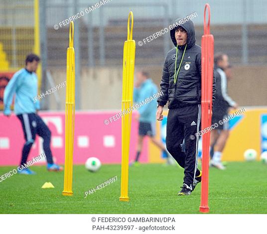 Germany's head coach Joachim Loew during a training session with the national team in Duesseldorf,  Germany, 09 October 2013