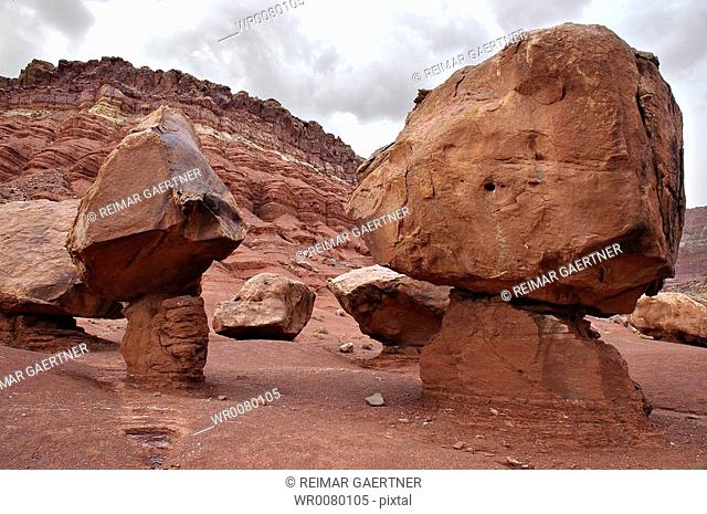 Red stone pedestals at Vermilion Cliffs Arizona