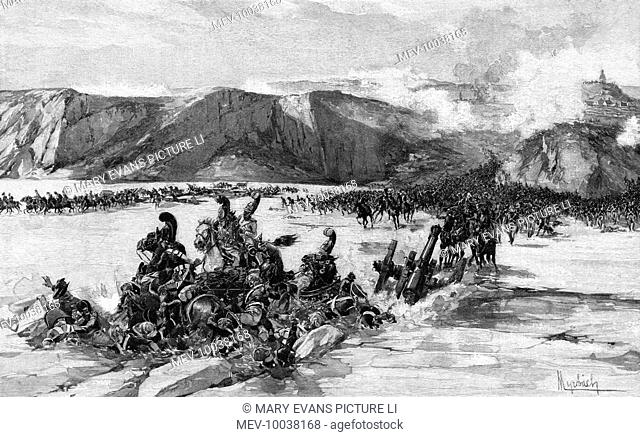 AUSTERLITZ Following up on their victory, the French engulf the enemy retreating across the Satschan Lake
