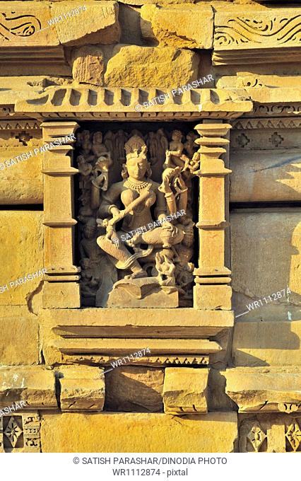 sarasvati sculpture on parsvanatha temple Khajuraho madhya pradesh india