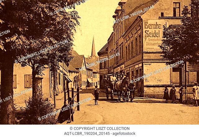 Horse-drawn carriages in Germany, Buildings in Senftenberg, 1920, Brandenburg, Senftenberg, KreuzstraÃŸe