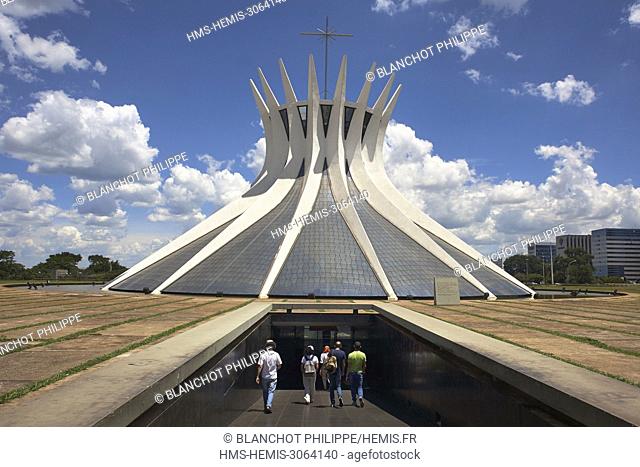Brazil, Brasilia, listed as World Heritage by UNESCO, Metropolitan Cathedral of Our Lady of Aparecida by Oscar Niemeyer Architect, Underground entrance
