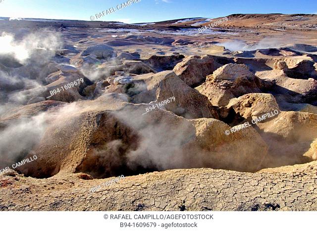 Sol de Mañana is a geothermal field in Sur Lípez Province in the Potosi Department of south-western Bolivia. It extends over 10 km²