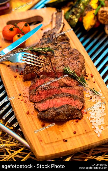 Rosted and grilled Beef Rib Steak, american groumet cuisine