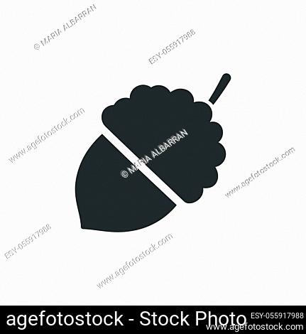 Acorn. Isolated icon. Fall fruits and food flat vector illustration