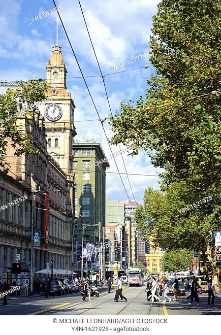 Elizabeth Street and the General Post Office in Central Business District Melbourne