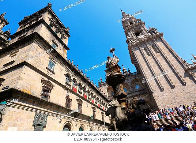 Catedral, Praza das Praterias, Santiago de Compostela, A Coruña province, Galicia, Spain