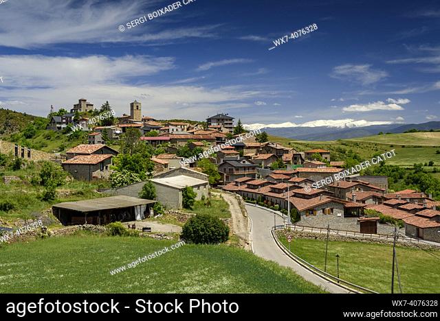 MontellÃ  village and surroundings in spring (Cerdanya, Catalonia, Spain, Pyrenees)