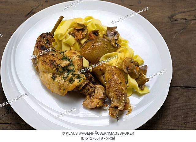 Braised rabbit with ribbon noodles