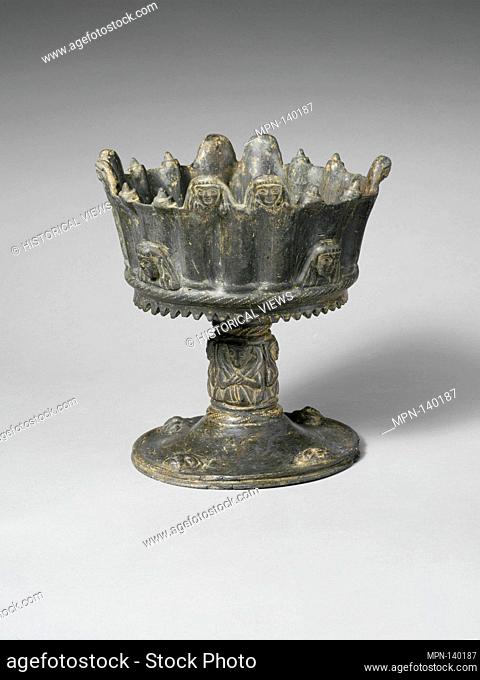 Terracotta chalice. Period: Archaic; Date: ca. 550 B.C; Culture: Etruscan; Medium: Terracotta; bucchero pesante; Dimensions: H.: 7 1/4 in. (18