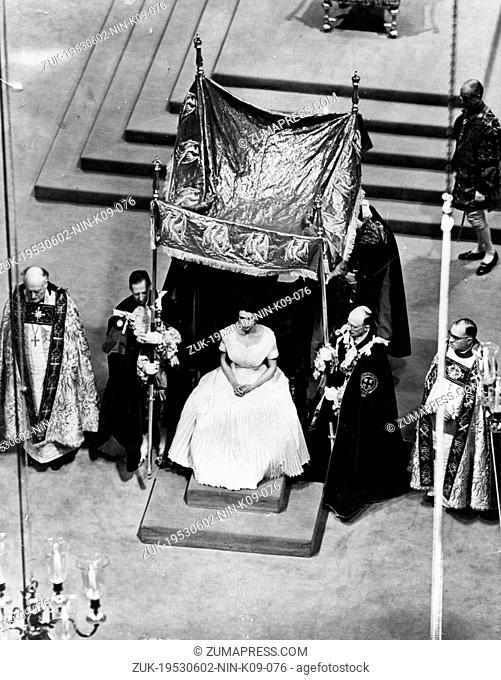 June 2, 1953 - London, England, U.K. - QUEEN ELIZABETH II has been crowned at a coronation ceremony in Westminster Abbey in London