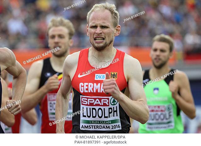 Germany's Soeren Ludolph competes in the Men's 800m heats at the European Athletics Championships at the Olympic Stadium in Amsterdam, The Netherlands
