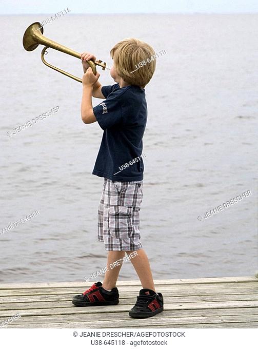 boy blowing bugle
Albemarle Sound, NC