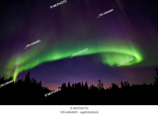 Nordlicht (Aurora borealis), Norrbotten, Lappland, Schweden, September 2015 - Schwedisch Lappland, , Scandinavia, 11/09/2015
