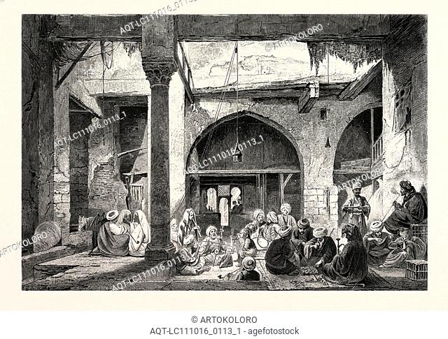 PROVINCIAL COFFEE-HOUSE. Egypt, engraving 1879