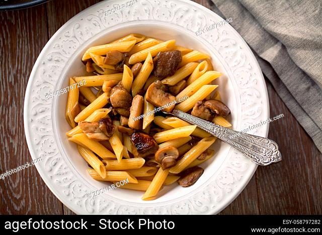 Pasta with Mushrooms Sauce in a plate