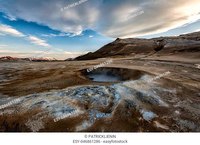 Myvatn winter landscape in the northern part of Iceland