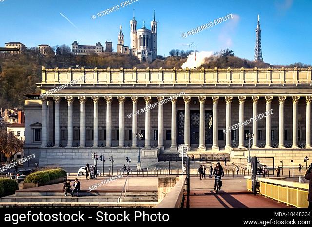 The Cour d'appel was built in the XIX century in a neo-classical style. Monument historique. Lyon has been a UNESCO World Heritage Site since 1998