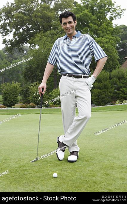 Portrait of man on golf course
