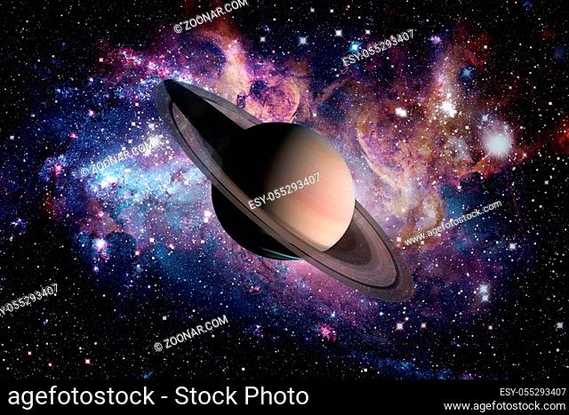 Solar System - Saturn. It is the sixth planet from the Sun and the second-largest in the Solar System. It is a gas giant planet and has a ring system