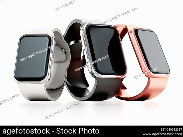 Generic smartwatches isolated on white background. 3D illustration