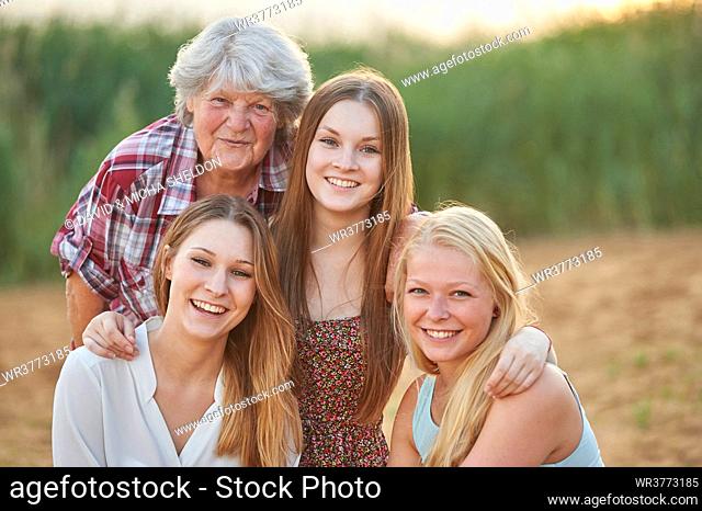 Grandmother and three grandchildren, Bavaria, Germany, Europe