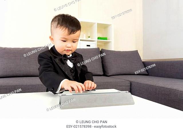 Little boy using tablet