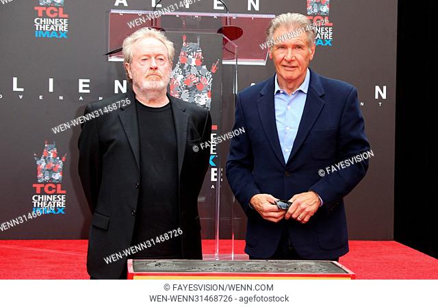 Sir Ridley Scott Hand and Footprint Ceremony Featuring: Sir Ridley Scott, Harrison Ford Where: Hollywood, California, United States When: 18 May 2017 Credit:...
