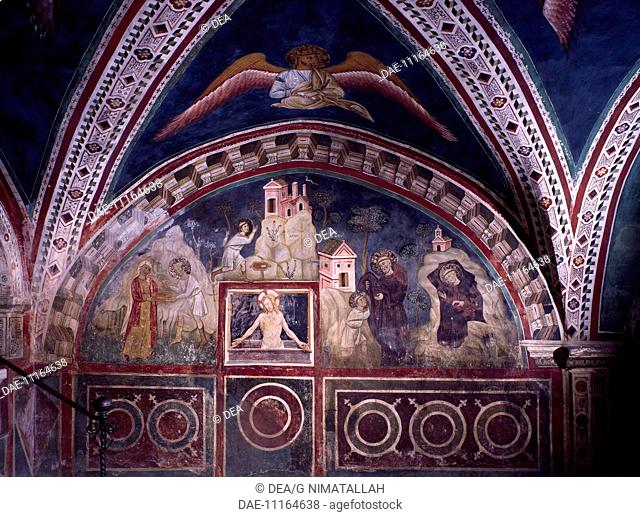 Stories of St Benedict, 13th century fresco by Consolo or Magister Consolus and assistants. In the square the Pieta by an unknown artist from the late period