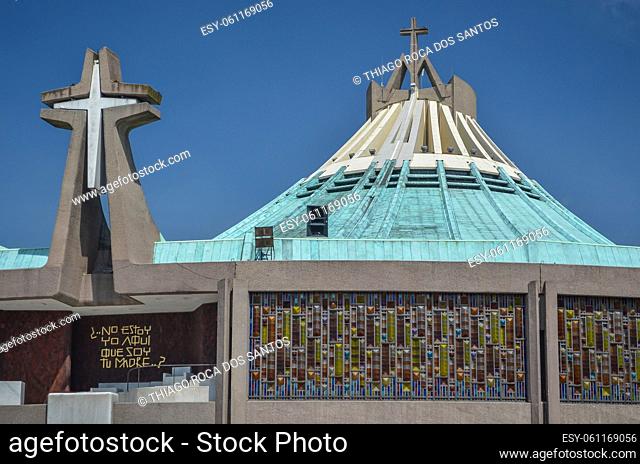 Mexico City, Mexico - June 19, 2013: Modern Basilica of Our Mary of Guadalupe (1974). Basilica is one of most important pilgrimage sites of Catholicism