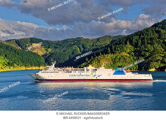 Interislander Cook Strait Ferry in Queen Charlotte Sound, Marlborough Sounds, Picton, South Island, New Zealand