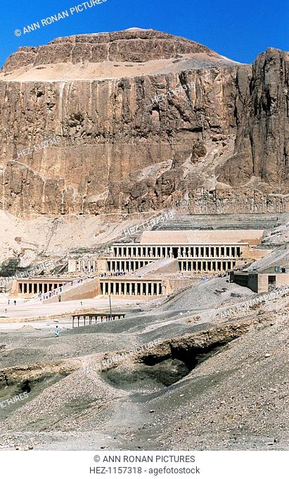 Mortuary temple of Queen Hatshepsut, Dayr al-Bahri, Egypt, c1457 BC. Hatshepsut (c1504-1457 BC) was the daughter of Thutmose I and wife of Thutmose II