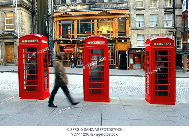 telephone booth on the Royal Mile, Edinburgh, Scotland