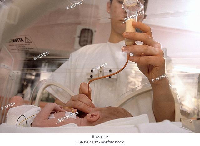 PREMATURE BABY<BR>Photo essay from hospital.<BR>Resuscitation unit, Maternity ward of Arras Hospital, in the Pas-de-Calais department of France