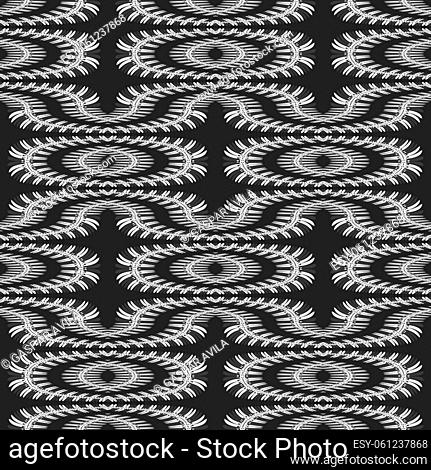 Monochrome centipede arabesque. Geometric algorithmic pattern in black and white