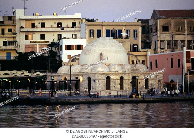 The former Mosque of the Janissaries at dusk, Chania, Crete, Greece