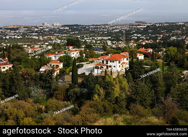 CYPRUS, KYRENIA - DECEMBER 15, 2023: A panoramic view of Kyrenia (Girna) in winter. The Turkish Republic of Northern Cyprus is a de facto state declared...